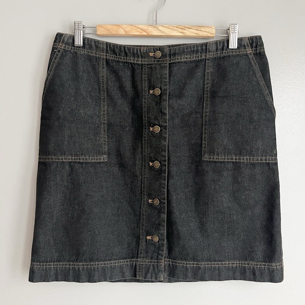 Vintage Ralph Lauren Jeans Denim Mini Skirt Button‎ Front Dark Wash Y2K Size 12